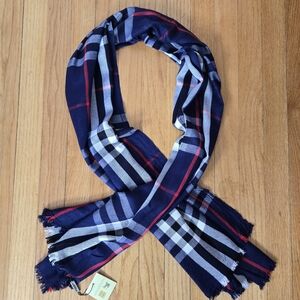 NEW Burberry Long Scarf Classic Nova Check Cashmere Wrap 68" x 27" Made England